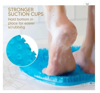 2Pcs Shower Foot Massager Scrubber Mat + Silicone Body Scrubber Exfoliating Glove,Non-Slip Back Massage Pad,Bathroom Wash Foot Mat Exfoliating Dead Skin Foot Brush Shower Non-Slip Mats (Pink+Pink)