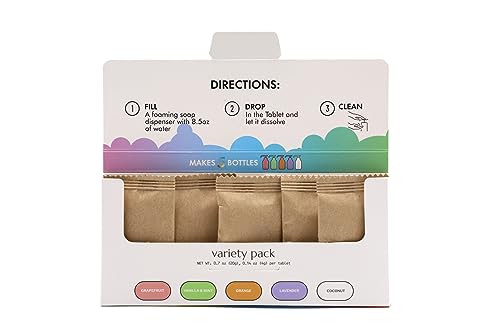 Tropics Foaming Hand Soap Tablets - 5 Pack - 42.5 fl oz total - Recyclable Packaging - Variety Scent Sampler Refill Pack