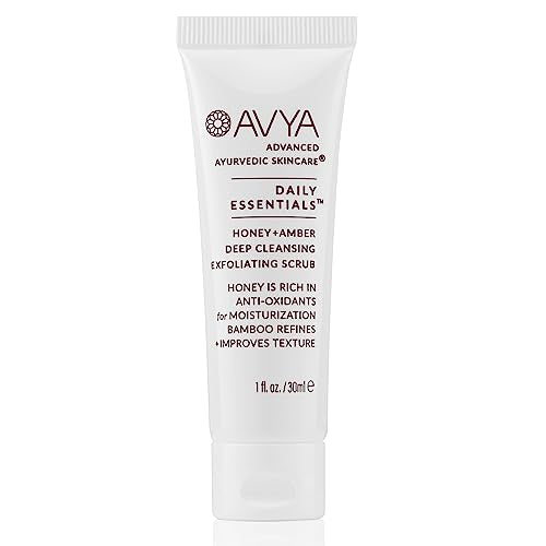 AVYA Honey + Amber Exfoliating Scrub (Travel Size - 1 fl oz) - Deep Cleansing with Honey's Antioxidant Power and Bamboo for Refined Texture and Intense Moisturization