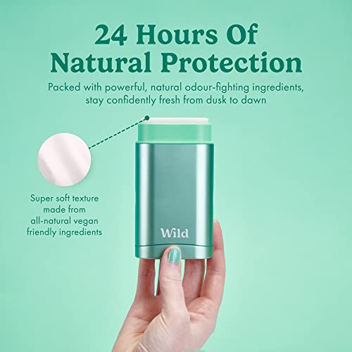 Wild - Natural Refillable Deodorant - Vegan & Eco-Friendly - Aluminum Free - Long Lasting Protection - 100% Natural Ingredients - Starter Kit - Aqua Case, Fresh Cotton & Sea Salt Refill - 1.4oz