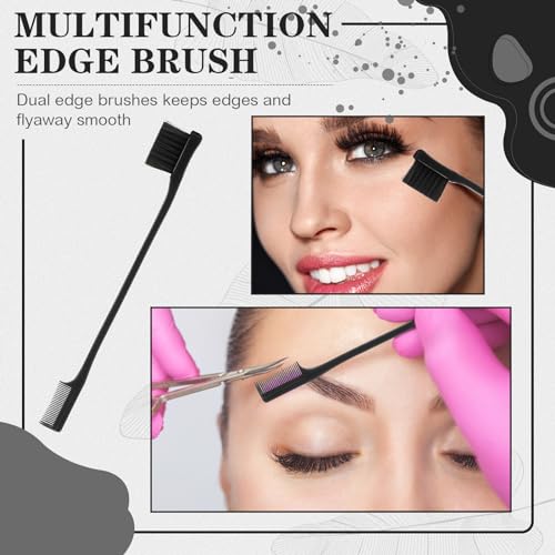 Boao 10 Pcs Hair Styling Kit - Detangler, Wide Tooth Comb, Teasing Brush, Rat Tail Comb, Edge Brush, Alligator Clips for Curly, Wet Hair - Gift for Women & Girls (Pink)