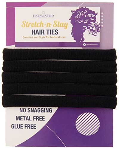Untwisted Infinity Seamless Hair Ties for Natural Hair No Damage Stretch Stay Hair Ties Black Beauty Long Lasting Ponytail Holders for updo buns twists braids locs curly hair