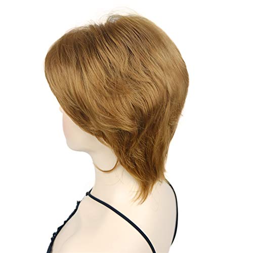 Wiginway Short Straight Full Synthetic Wigs Shaggy Hairstyle Layered Wigs with Bangs Natural Fashion Wigs Blonde