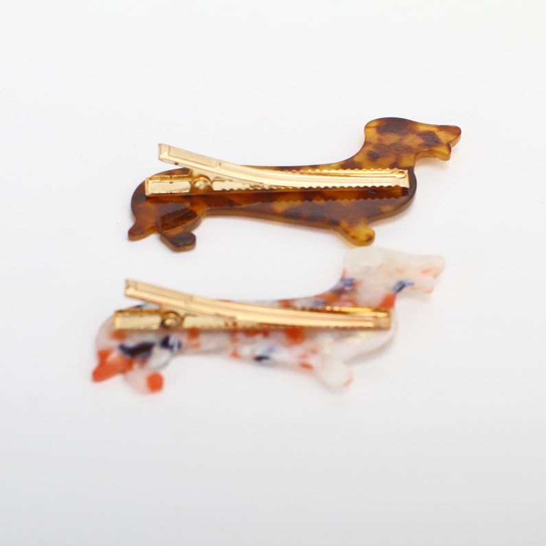2 Pcs Cute Mini Dachshund Dog Sausage Dog Hair Clips for Women Hair Barrettes
