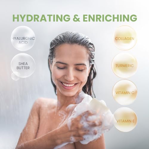 Body Restore Kojic Acid Soap, (Green Tea 2 Pack), with Vitamin C,E, Shea Butter, Collagen, Hyaluronic Acid, Turmeric, Retinol For Dark Spots, All Natural Soap Bar, Paraben Free