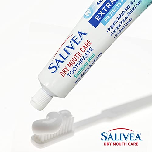 SALIVEA Dry Mouth Toothpaste - Soothing Mint Toothpaste with Natural Salivary Enzymes - Gentle Toothpaste to Aid Dry Mouth Care - Natural, Paraben Free Dry Mouth Toothpaste - Mint Flavor (4.3 oz Tube)