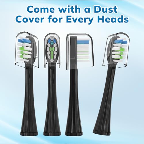 6 Pack Replacement Replacement Brush Heads for Waterpik Sonic Fusion Flossing Toothbrush Compatible with Sonic Fusion SF01/SF02 and Sonic Fusion 2.0 SF03/SF04- White with Caps