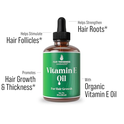 Vitamin E Oil for Hair Growth - Thickening, Moisturizing, Strengthening Serum For Women, Men. Single Ingredient Scalp Treatment For Weak, Dry, Frizzy Hair 1oz