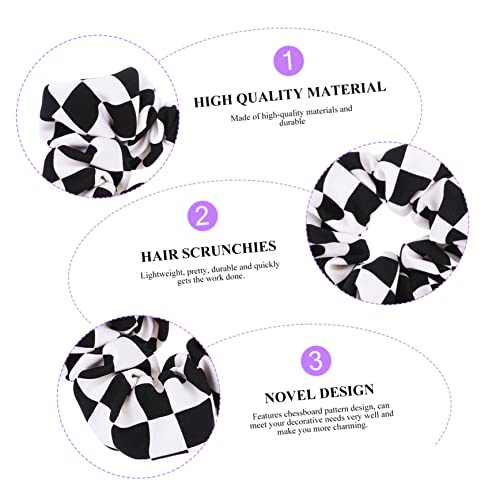 Beaupretty 4 Pcs Checkered Hair Rope Girls Hair Accessories Black White Hair Rope Hair Rope for Women Female Hair Ties Scrunchy Hair Ties Cable Tie Lattice Miss Chiffon