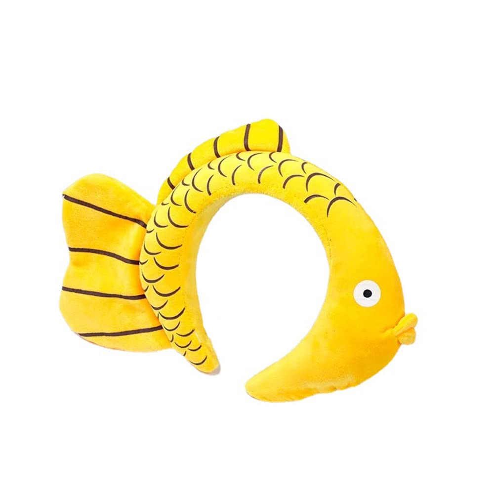 ZHOUMEIWENSP Funny Yellow Fish Stylish Plush Face Wash Makeup Elastic Hair Band Headband Party Hairband for Women (Yellow Fish)