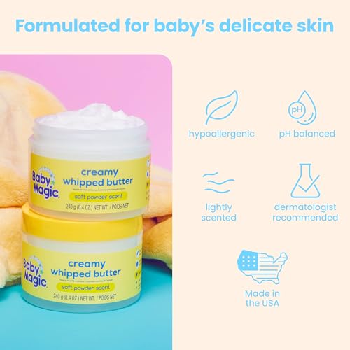 Baby Magic Creamy Whipped Butter | Helps Keep Skin Feeling Healthy and Baby Soft | Shea Butter & Colloidal Oat | 8.4 fl oz.