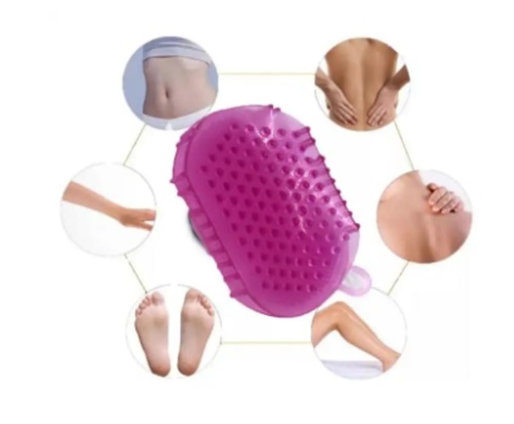 2Pcs Shower Foot Massager Scrubber Mat + Silicone Body Scrubber Exfoliating Glove,Non-Slip Back Massage Pad,Bathroom Wash Foot Mat Exfoliating Dead Skin Foot Brush Shower Non-Slip Mats (Pink+Pink)