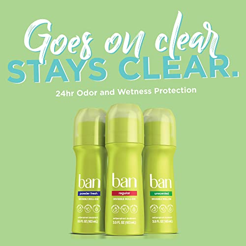 Ban Fresh Cotton 24-hour Invisible Antiperspirant, Roll-on Deodorant for Women and Men, Underarm Wetness Protection, with Odor-fighting Ingredients, 3.5 Fl Oz (Pack of 2)