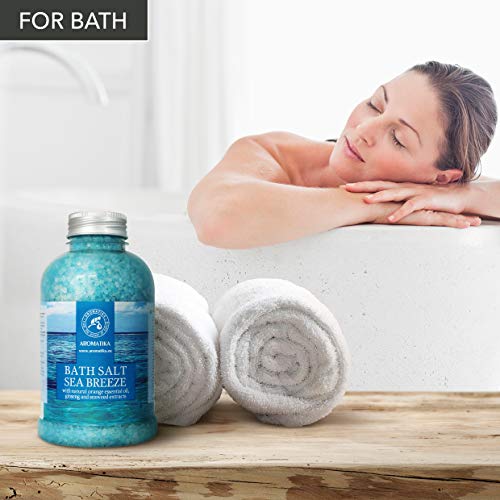 Bath Salt Sea Breeze 21.16 Oz with Natural Essential Oils Orange & Ginseng & Seaweed - Best for Good Sleep - Relaxing - Calming - Body Care - Beauty - Aromatherapy