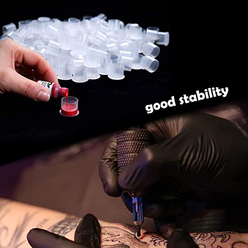Yuelong 300pcs Ink Caps with Base Tattoo Ink Cups White Mixed #11 Small #14 Medium #17 Large Pigment Caps for Tattoo Permanent Makeup Container Cap Tattoo Accessory Tattoo Supplies Tattoo Kits