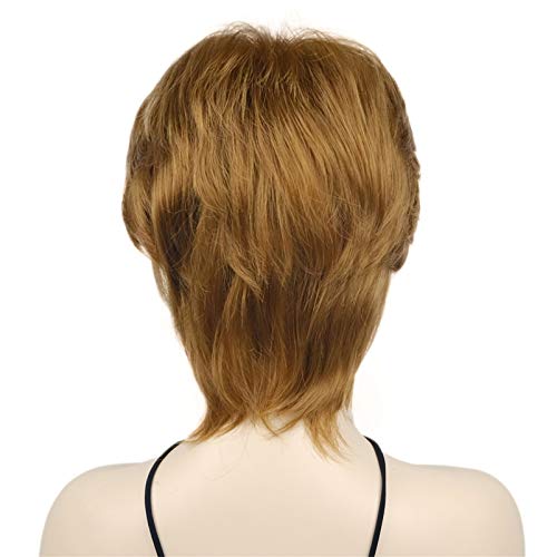 Wiginway Short Straight Full Synthetic Wigs Shaggy Hairstyle Layered Wigs with Bangs Natural Fashion Wigs Blonde