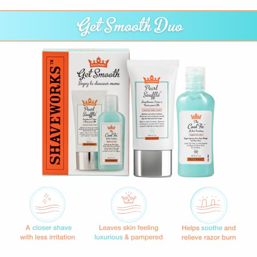 Shaveworks Get Smooth Duo, Post Waxing and Shaving Solution for Ingrown Hair, Razor Bumps and Razor Burns, The Cool Fix, 1 Fl Oz. and The Pearl Soufflé Shave Cream, 1 Fl Oz.
