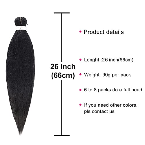 Blue Braiding Hair Pre Stretched EZ Braiding Hair 3 Packs/Lot 26 Inches Yaki Texture Braiding Hair Hot Water Setting Synthetic Fiber for Crochet Hair Extensions(3 packs,blue#)