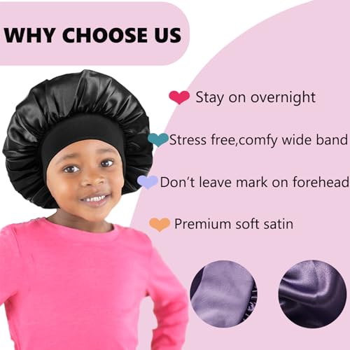 4 Pcs Kids Bonnets for Girls,Silk Bonnet for Kids,Kids Satin Bonnet for Sleeping for Toddler