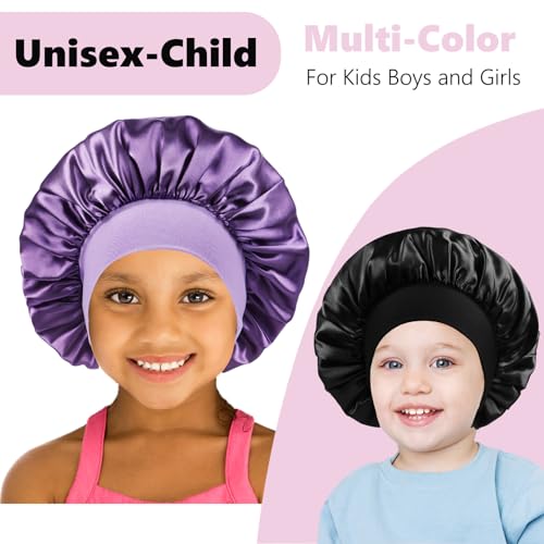 4 Pcs Kids Bonnets for Girls,Silk Bonnet for Kids,Kids Satin Bonnet for Sleeping for Toddler