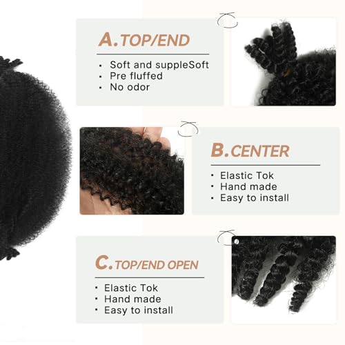 3 Packs Pre-Separated Springy Afro Twist Hair 8 Inch 1B Spring Twist Hair Kinky Twist Crochet Hair for Black Women (1B#, 8 Inch(Pack of 3))