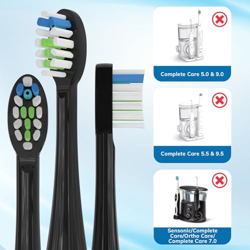 6 Pack Replacement Replacement Brush Heads for Waterpik Sonic Fusion Flossing Toothbrush Compatible with Sonic Fusion SF01/SF02 and Sonic Fusion 2.0 SF03/SF04- White with Caps