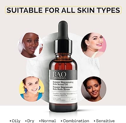 BAO Demeter Regenerating Halo Serum Oil | Bisabolol, Vitamin E, Bakuchiol & Squalane | Facial Serum for Wrinkles, Acne, Dryness & Finelines | Face Serum For All Skin Types (30 ML)