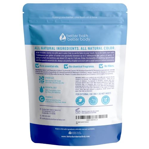 Sitz Bath Soak 2-Lbs Sitz Salt Epsom Salt Hemorrhoid Soothing with Pure Essential Oils in BPA Free Pouch with Press-Lock Seal Made in USA