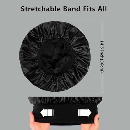 2pcs Bonnets for Men, Double Layer Hair Bonnet Satin Bonnet for Women Curly Hair Braids, A