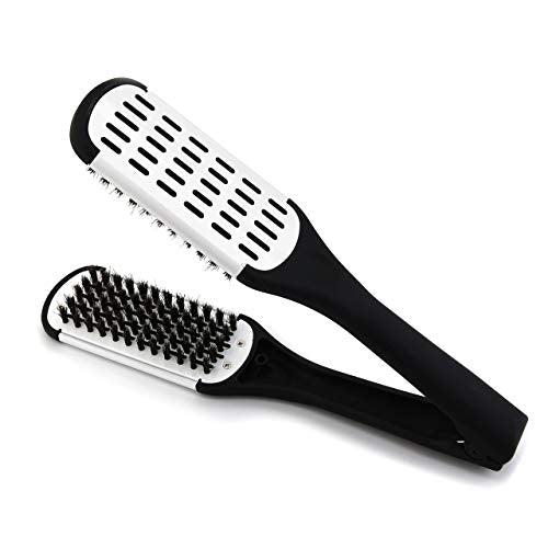 Aethland Double-Sided Boar Bristle Brush and Hair Straightening Comb for Smoothing and Styling