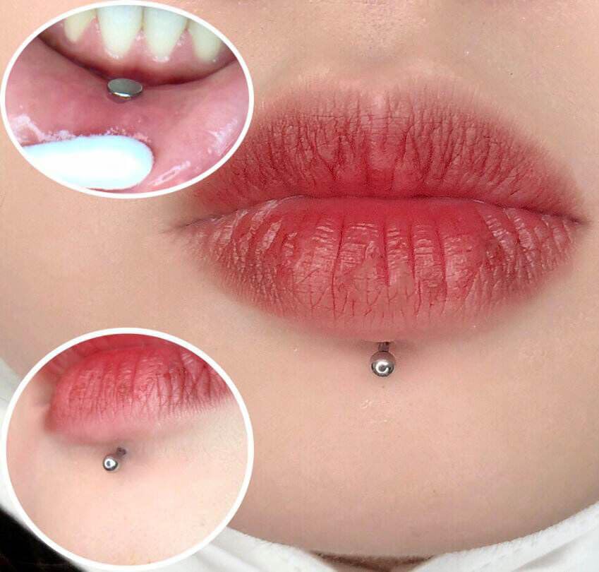 AM RONG MAGIC Self Lip Piercing Gun Kits,Professional Body Piercing Kit for Lip/Navel/Tongue/Ear/Nose/Belly Button, Safe Piercing Gun Kits, Body Piercing Tool Kits (white-lip piercing kit)