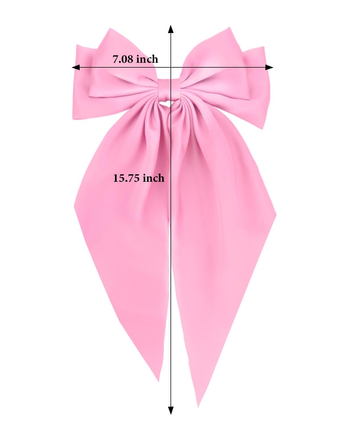 Wecoe 4pcs Pink Satin Hair Accessories for Women - Big Bows, Barrettes, Clips for Wedding, Bride, Party, Gift for Girls