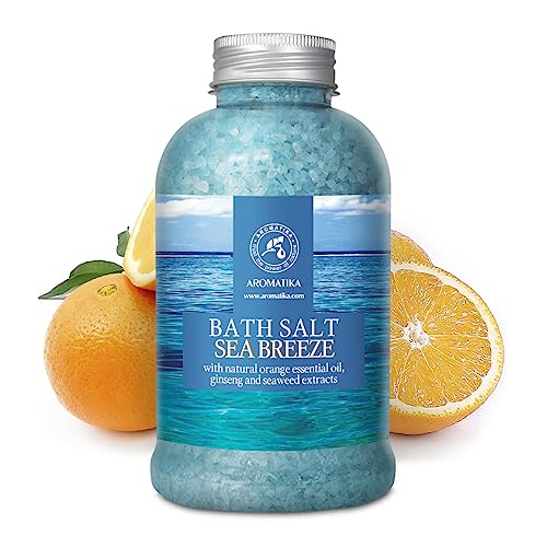 Bath Salt Sea Breeze 21.16 Oz with Natural Essential Oils Orange & Ginseng & Seaweed - Best for Good Sleep - Relaxing - Calming - Body Care - Beauty - Aromatherapy