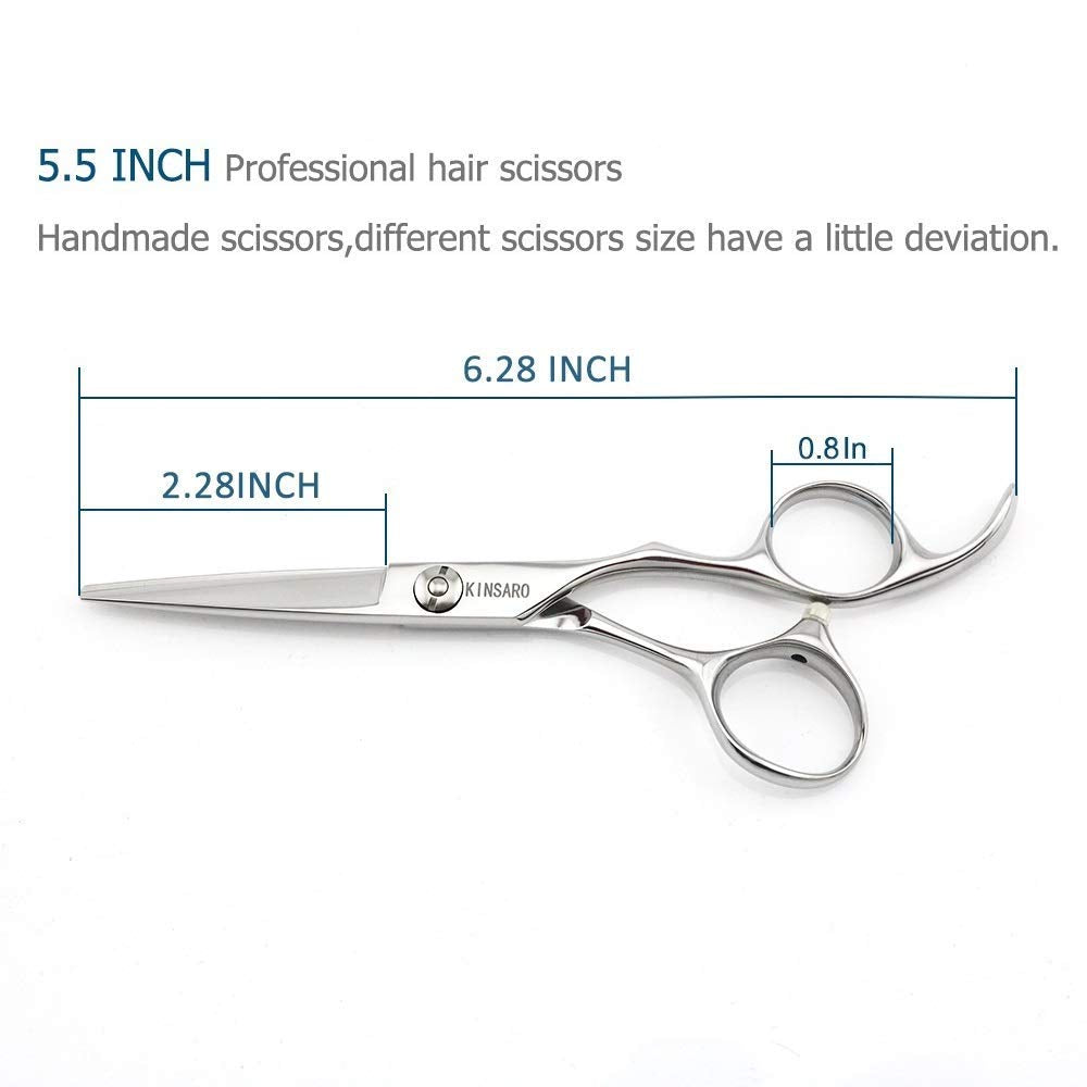 5.5" Barber Scissors Set Hair Scissors Professional Hair Shears Cutting Shears Japan 440C Thinning Shears Convex Blades Kinsaro