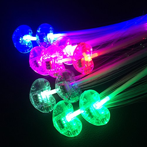 Wiekose LED Flashing Fiber Optic Hair Accessories - Multicolor Changing Barrettes for Party, Dancing, and Braiding (10 Pieces)
