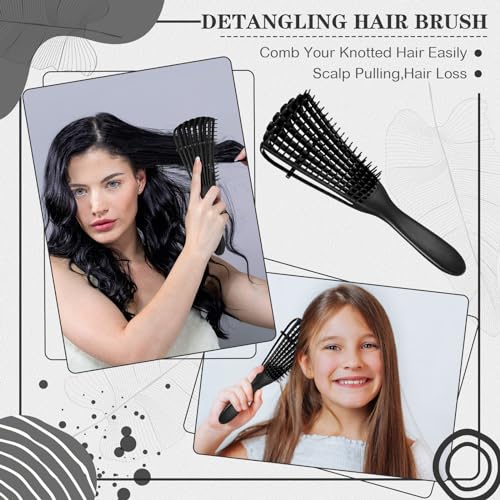 Boao 10 Pcs Hair Styling Kit - Detangler, Wide Tooth Comb, Teasing Brush, Rat Tail Comb, Edge Brush, Alligator Clips for Curly, Wet Hair - Gift for Women & Girls (Pink)