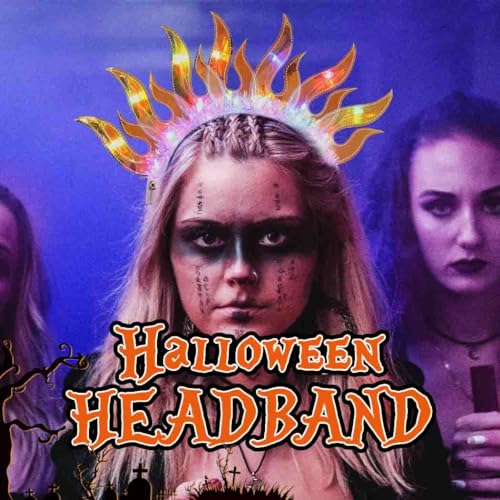 ACEDRE Light Up Flame Headband LED Glowing Hair Band Sparkly Rave Party Costume Hair Accessories for Women(Colorful Light)