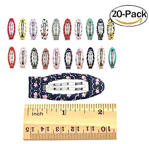 20pcs/pack 2 Inch No Slip Snap Hair Clips Ribbon Wrapped Barrettes for Girls Toddlers Kids Women Accessories(20Pcs)