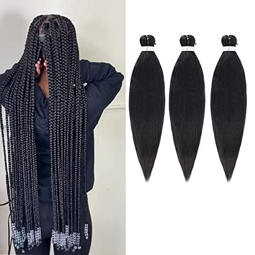 Blue Braiding Hair Pre Stretched EZ Braiding Hair 3 Packs/Lot 26 Inches Yaki Texture Braiding Hair Hot Water Setting Synthetic Fiber for Crochet Hair Extensions(3 packs,blue#)