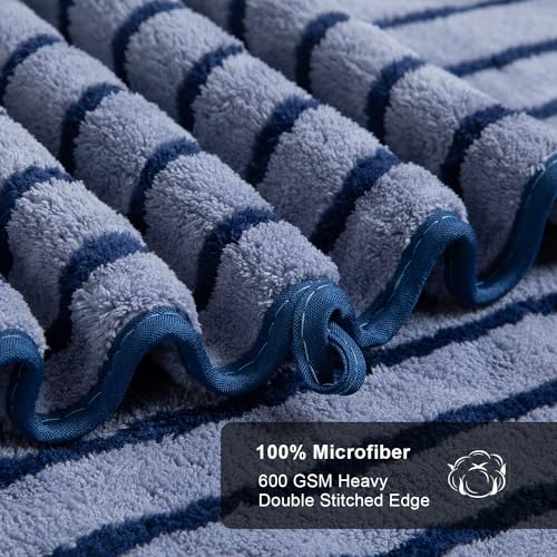 4 Pcs Ultra Soft Washcloths, 13x13 Inches Microfiber Face Towel 600 GSM Quick Dry Highly Absorbent, Super Soft for Body Face Bathroom Hotel & Spa (Set of 4,Navy Blue)