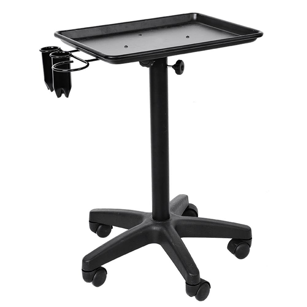Aluminium Hair Salon Instrument Tray, Tattoo Workstation Rolling Tray Station, Adjustable Height Trolley Beauty Hair Stylist Storage Trolley for Salon Beauty Spa Tattoo with 2 Cups and 1 Metal Ring