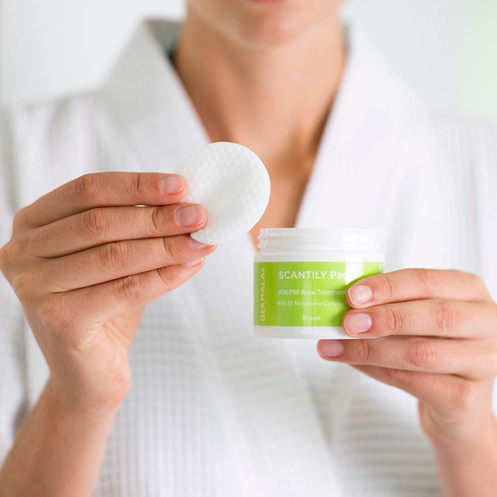 Dermala SUPPLEMEANT Prebiotic, Probiotic Skin Mix & Scantily Pad Acne Treatment Bundle