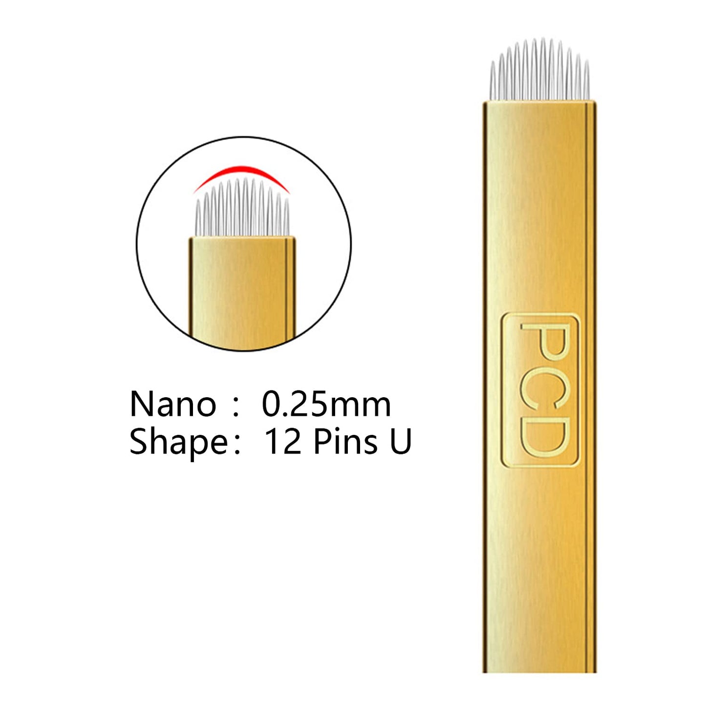 PCD U12 Mircoblading Needles 30Pcs,Permanent Makeup Needle Manual Eyebrow Tattoo Microblade for Single Use Only-12 Pins U Shape