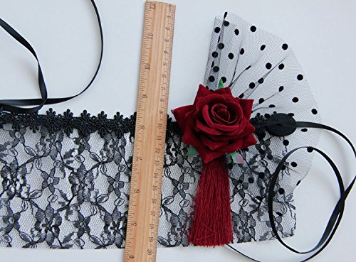 Yoriko 1920s Elastic Headband for Women-Silver Rhinestone Flower Flapper Headpiece Accessories, Great Gatsby Hair Accessories for Women (Black-F)