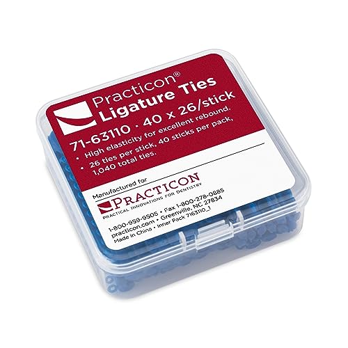 Practicon Orthodontic Ligature Ties, 1040 Elastic Bands for Braces, Elastomeric O-Rings, Rubber Bands for Brackets, Orange