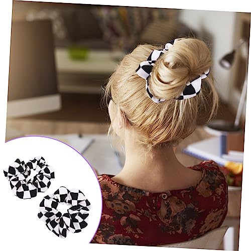 Beaupretty 4 Pcs Checkered Hair Rope Girls Hair Accessories Black White Hair Rope Hair Rope for Women Female Hair Ties Scrunchy Hair Ties Cable Tie Lattice Miss Chiffon