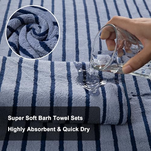 4 Pcs Ultra Soft Washcloths, 13x13 Inches Microfiber Face Towel 600 GSM Quick Dry Highly Absorbent, Super Soft for Body Face Bathroom Hotel & Spa (Set of 4,Navy Blue)