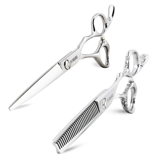 6 INCH hair cutting scissors and 6 INCH hair thinning shears set barber scisors