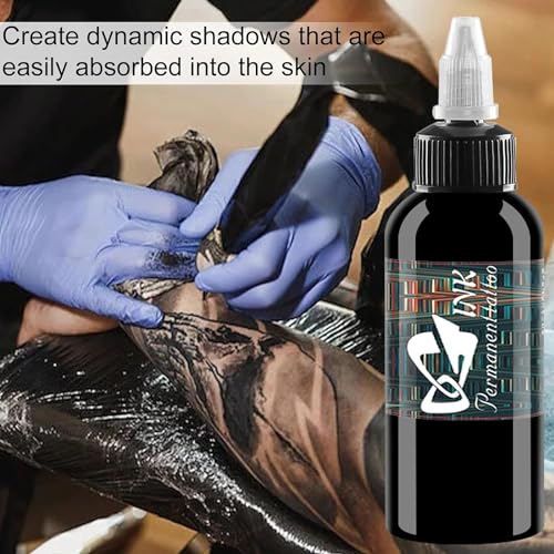 BAODELI Tattoo Ink Black Lining Black, Standard Tattoo Pigment Super Black Color Evenly Vibrant and Bright (2oz)