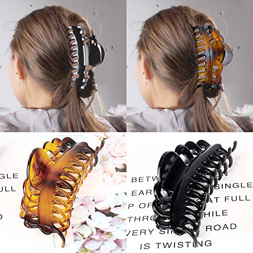 ACCGLORY Ex-Large Plastic Hair Claw Clips for Women Big Hair Clips for Long Thick Hair Updo Strong Holding Jaw Clamps Jumbo Hair Clip